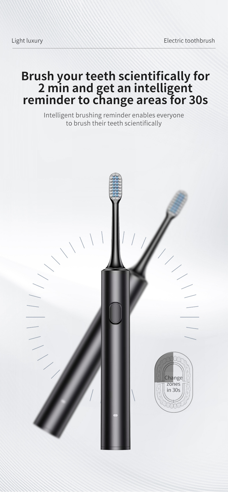 White Sonic Electric Toothbrush Kit with 5 Cleaning Modes view 3