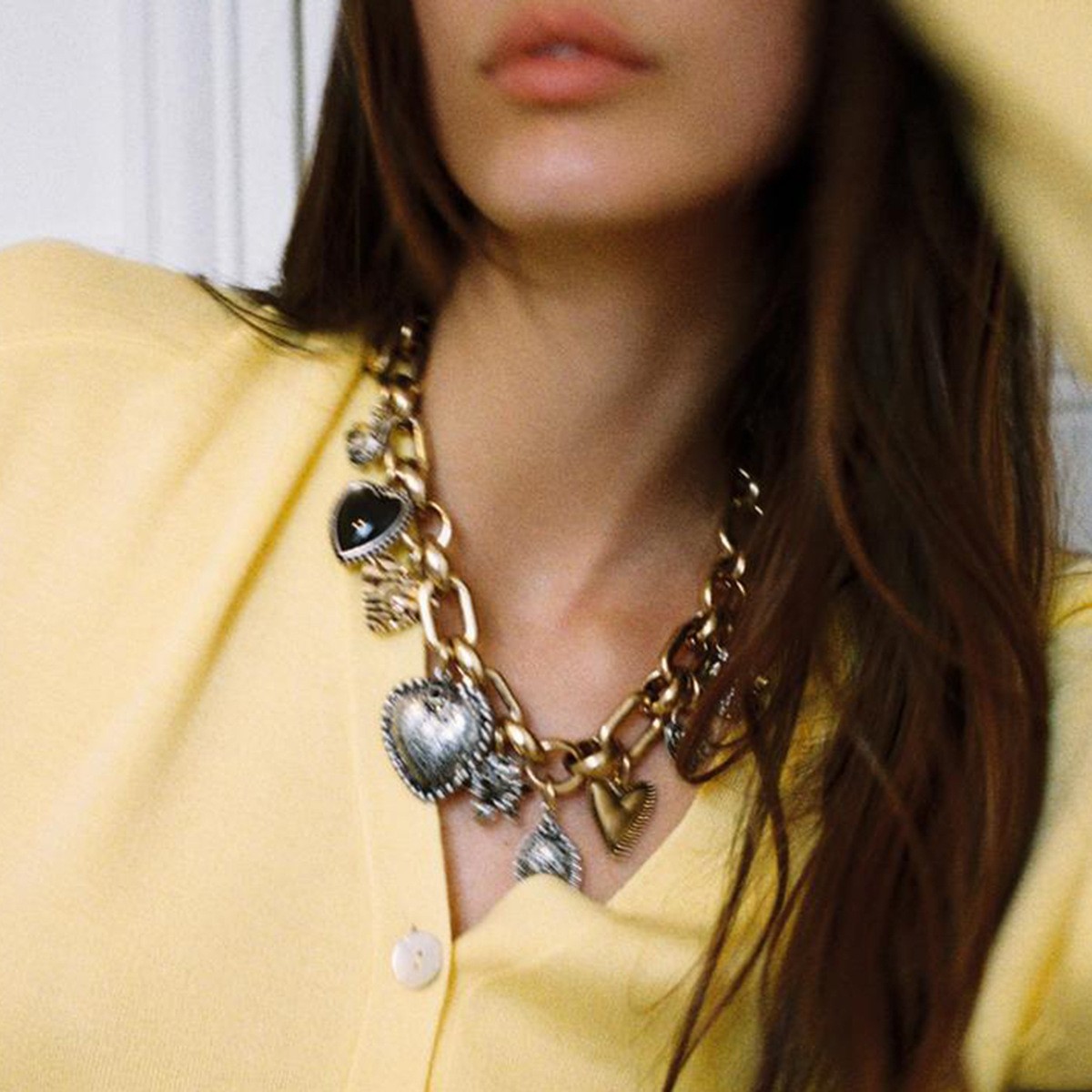 European and American Statement Exaggerated Heart & Floral Rhinestone Necklace view 3
