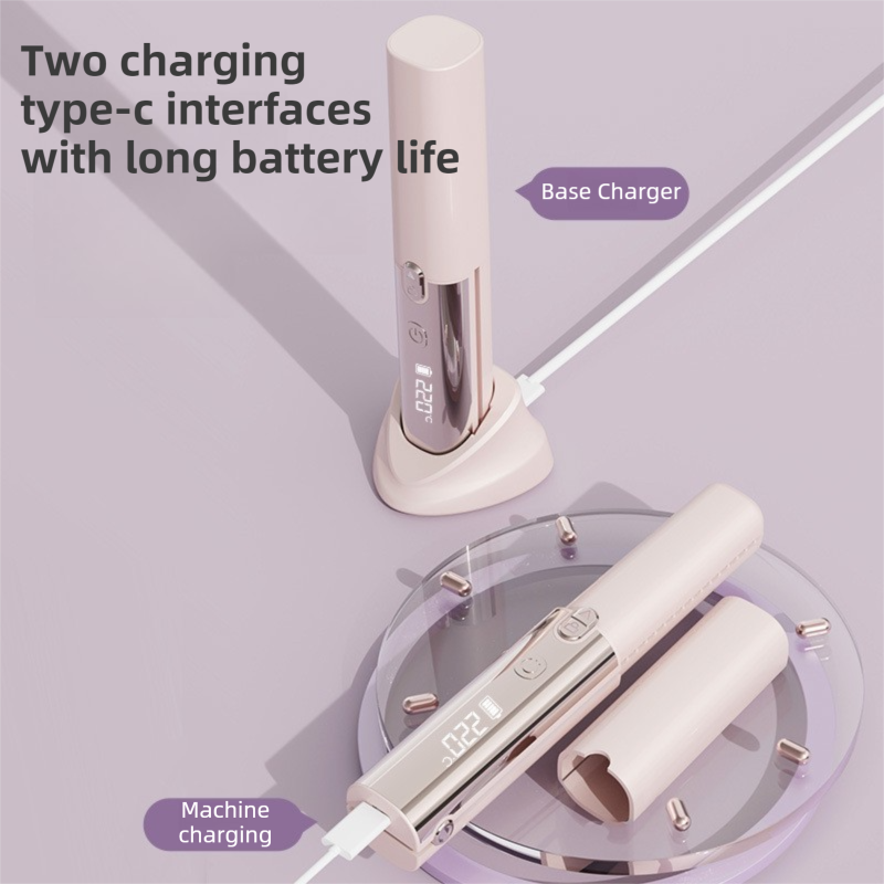 Pink 2-in-1 Wireless Hair Styler with 4 Temperature Settings view 4