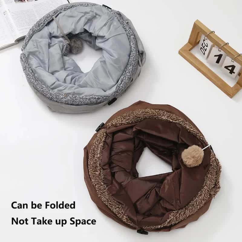 30X130CM Brown Durable Suede Foldable Cat Tunnel - Interactive Multi-Sensory view 3