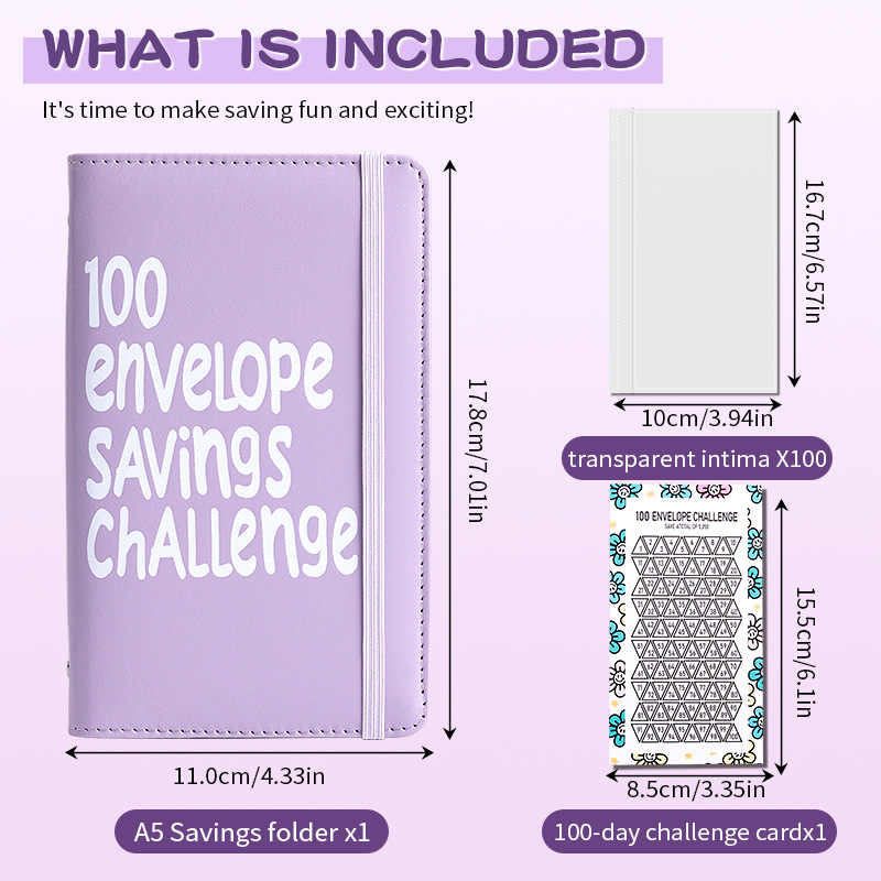 Two-Player 100 Days Envelope Savings Challenge with 50 Clear Double-Sided view 2
