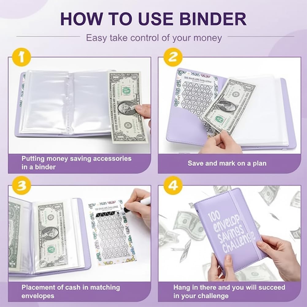 Two-Player 100 Days Envelope Savings Challenge with 50 Clear Double-Sided view 4