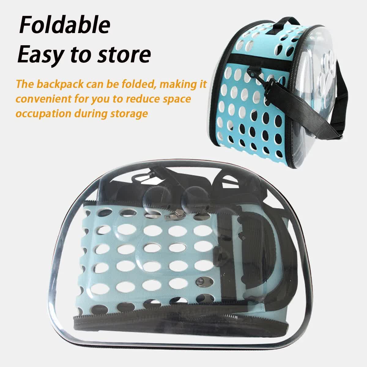 Grey Foldable Breathable Pet Carrier with Panoramic Window & Strap - EVA & view 4