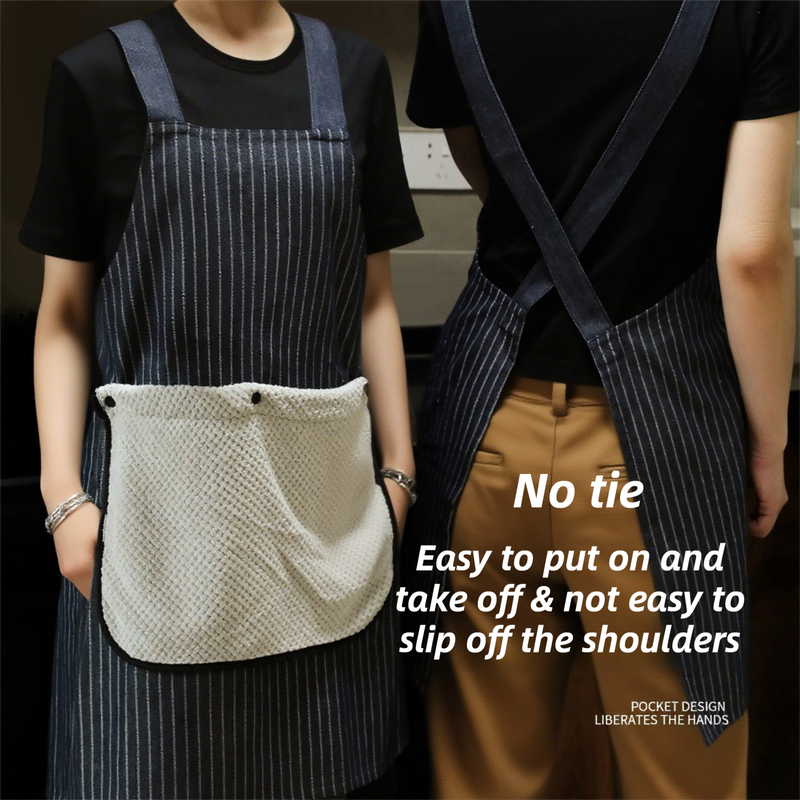 2-Pack Brown Waterproof & Oil-Proof Cross-Back Kitchen Apron with No-Tie view 2