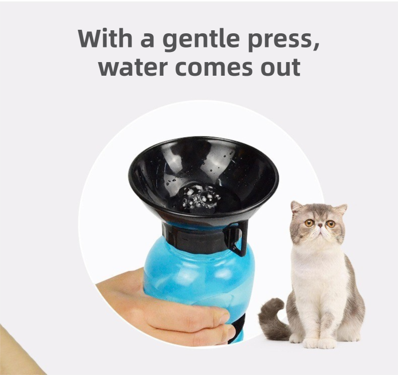 Blue 500ML Portable Pet Dog Water Bottle with 10cm Wide Bowl - Leakproof view 4