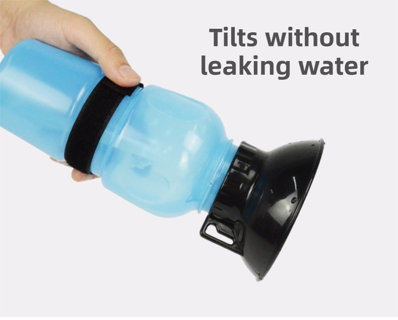 Blue 500ML Portable Pet Dog Water Bottle with 10cm Wide Bowl - Leakproof view 5