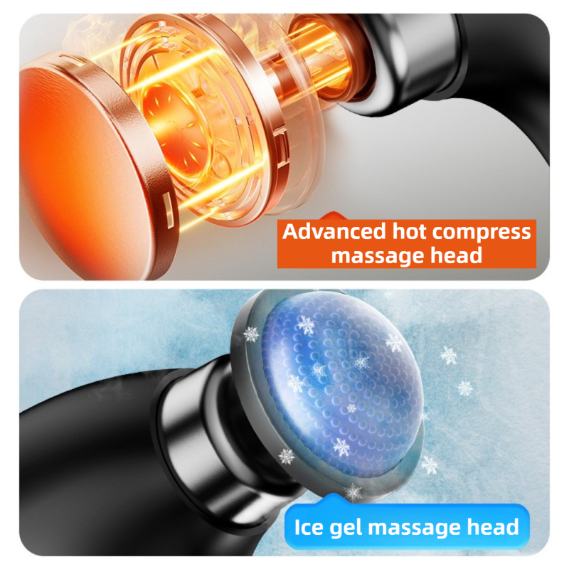 Black-Rosegold Foldable Percussion Massage Gun with Hot Cold Compress & 10 view 3