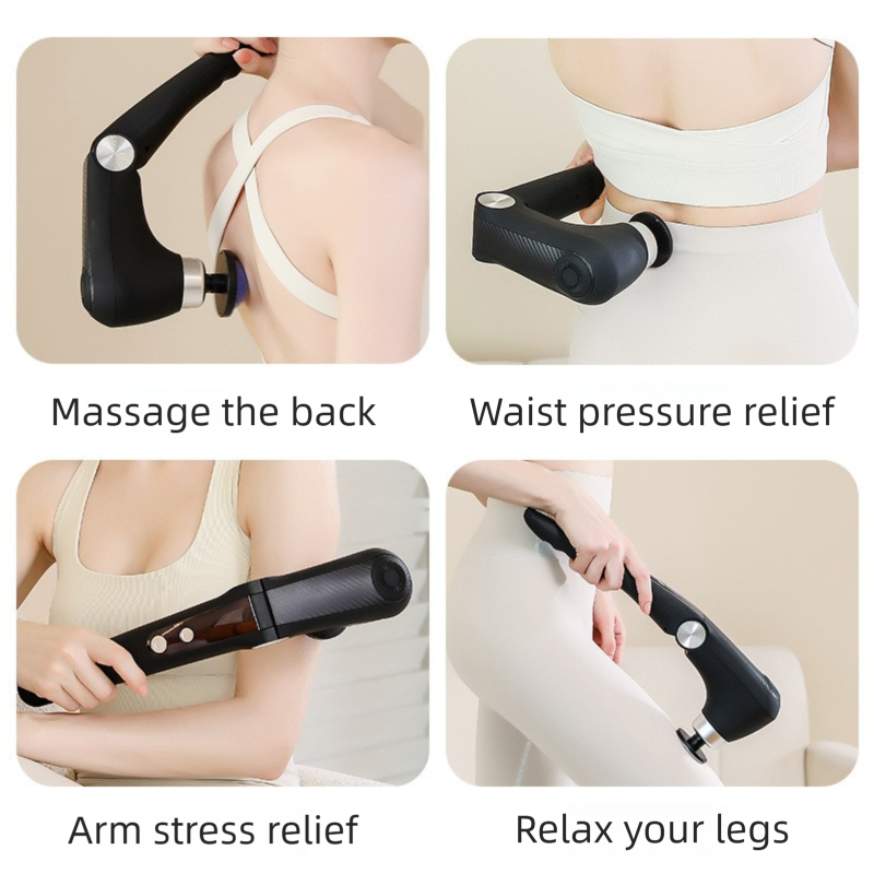 Black-Rosegold Foldable Percussion Massage Gun with Hot Cold Compress & 10 view 7