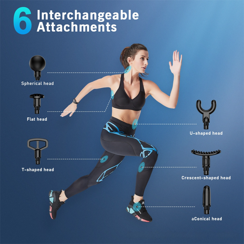Mint Portable Mini Triangle Massage Gun with 6 Heads & 6 Speed Setting - High view 3