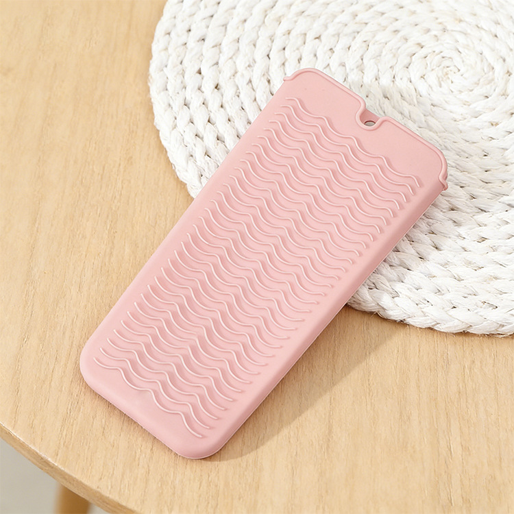 Pink 2-in-1 Silicone Wave Anti-Scalding Mat & Pouch for Hair Tools (2-Pack) — image 1