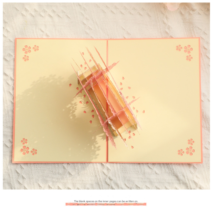 3D Handcrafted Cherry Blossom Pop-Up Greeting Card - Handwritten Paper view 4