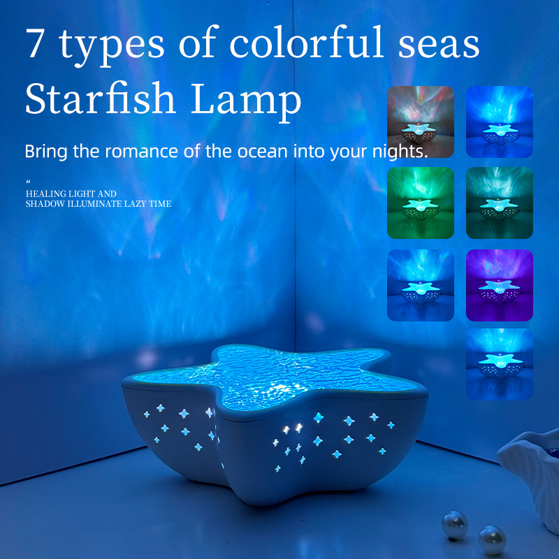 7-Colors Rechargeable Starfish Water Ripple Projection Lamp - Brightness view 2