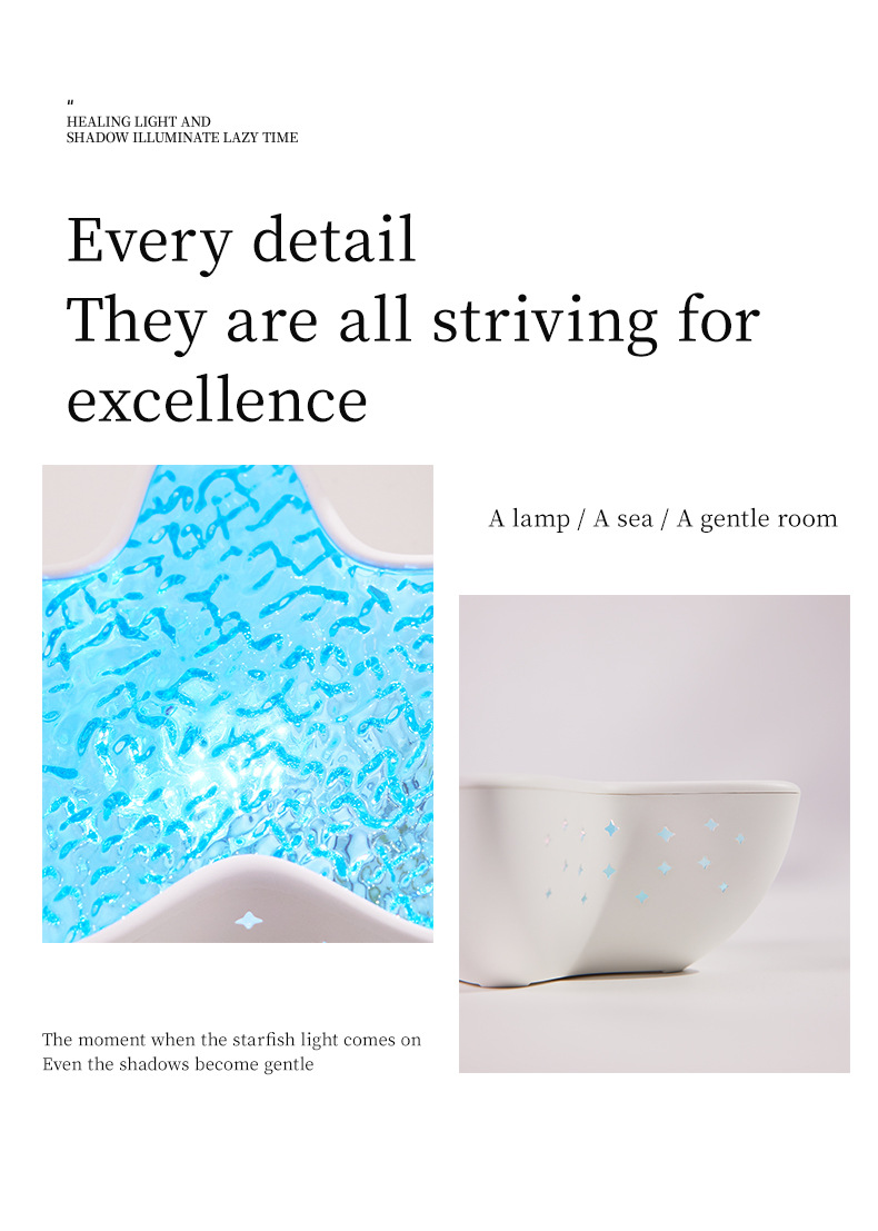 7-Colors Rechargeable Starfish Water Ripple Projection Lamp - Brightness view 4