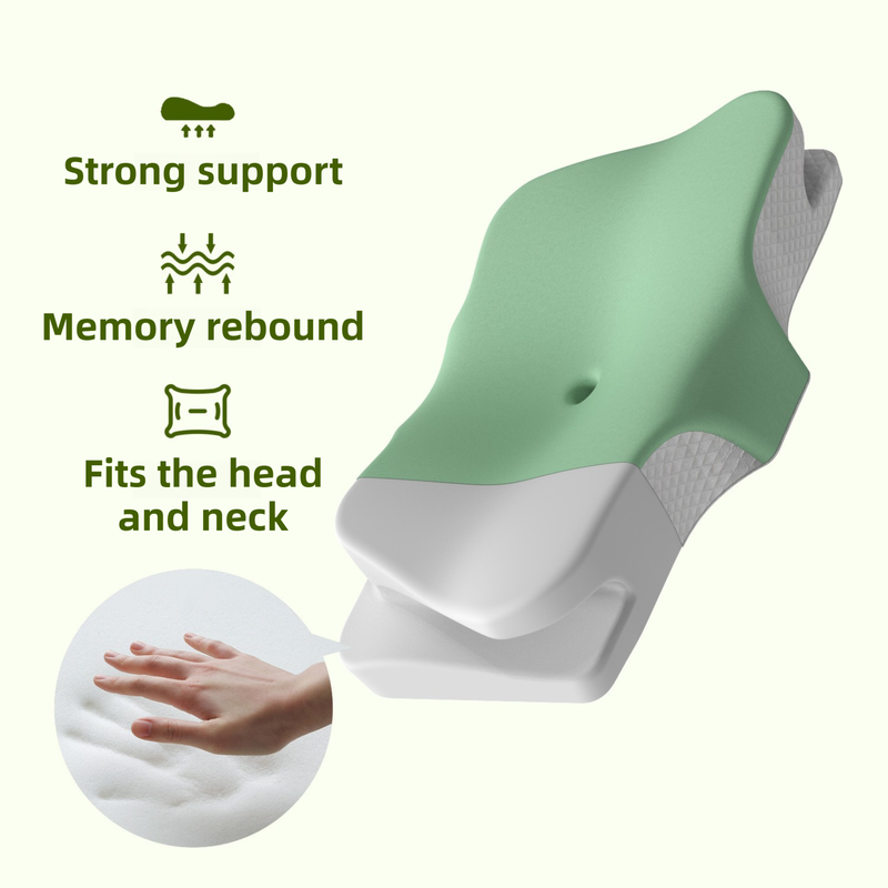 Green Breathable Butterfly Contoured Memory Foam Pillow - Dual-Height view 2