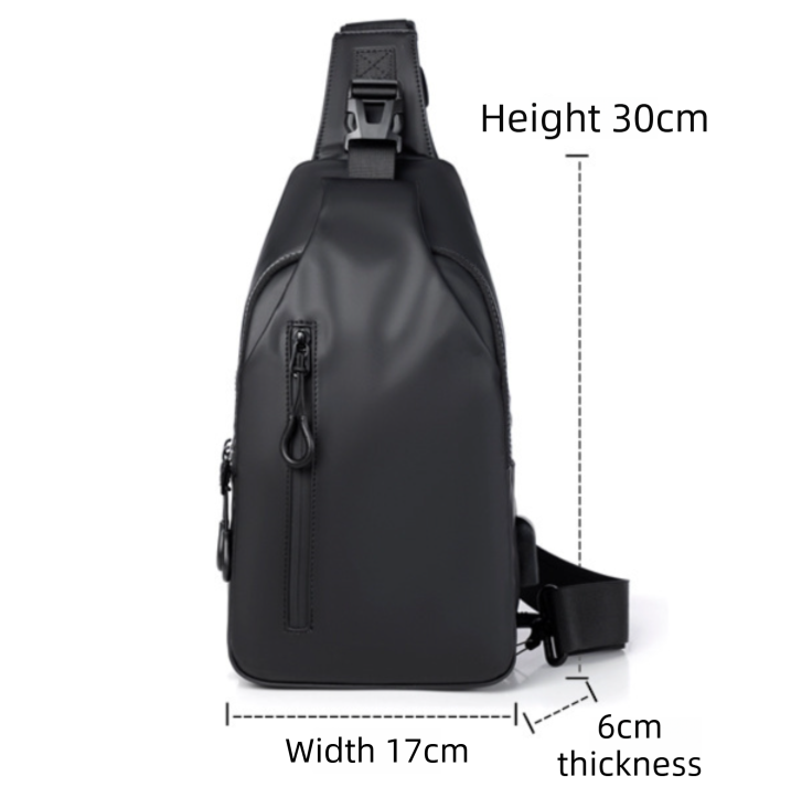 Grey Water / Wrinkle-Resistant Nylon Men's Tactical Chest Bag with USB view 5