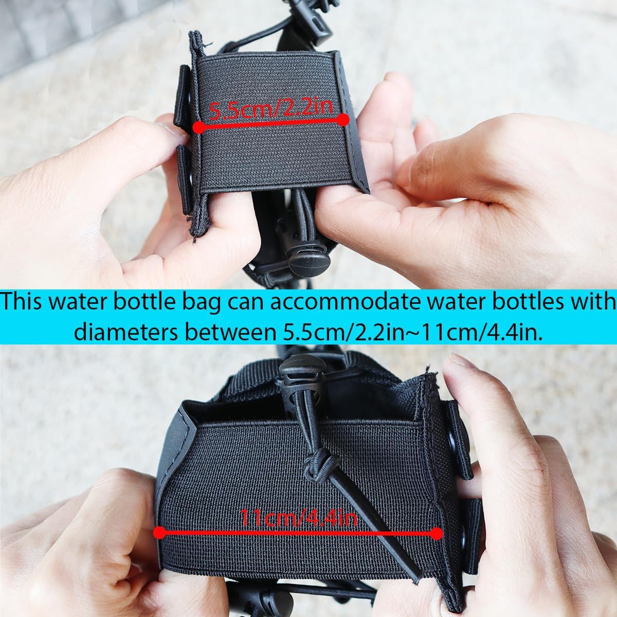 Black Adjustable Tactical Water Bottle Pouch - Multi-Functional MOLLE view 3