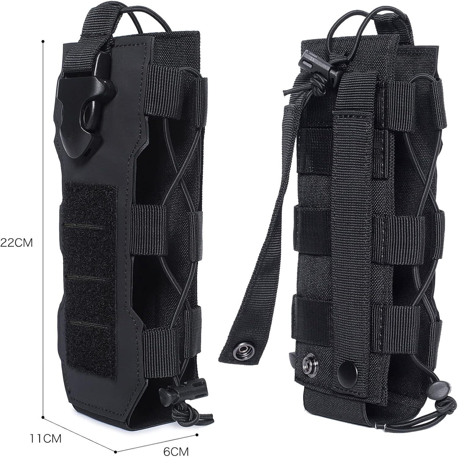 Black Adjustable Tactical Water Bottle Pouch - Multi-Functional MOLLE view 5