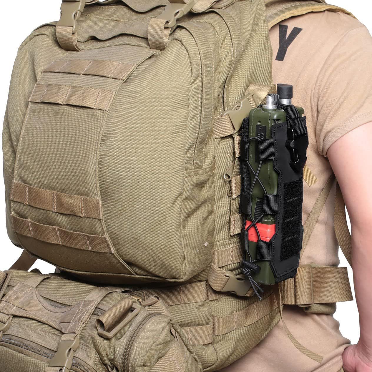 Black Adjustable Tactical Water Bottle Pouch - Multi-Functional MOLLE view 6