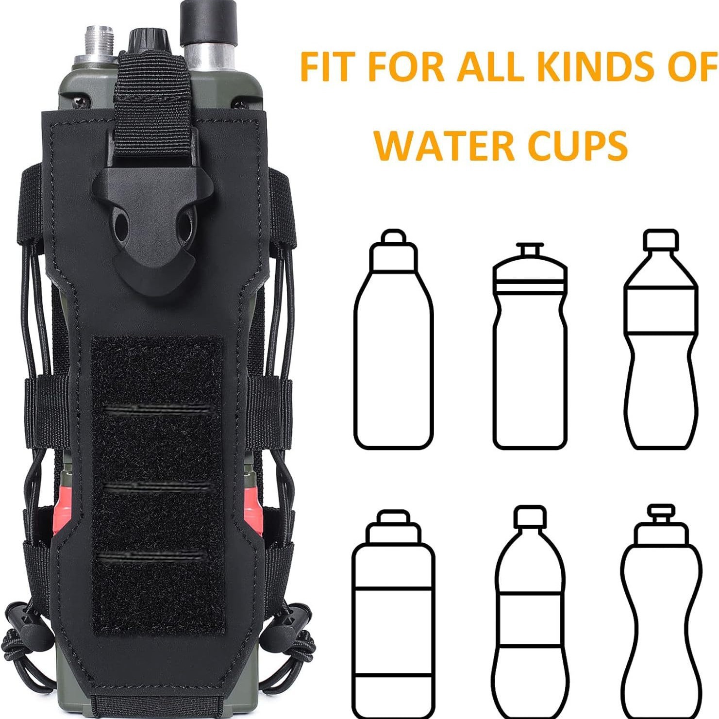Khaki Adjustable Tactical Water Bottle Pouch - Multi-Functional MOLLE view 2
