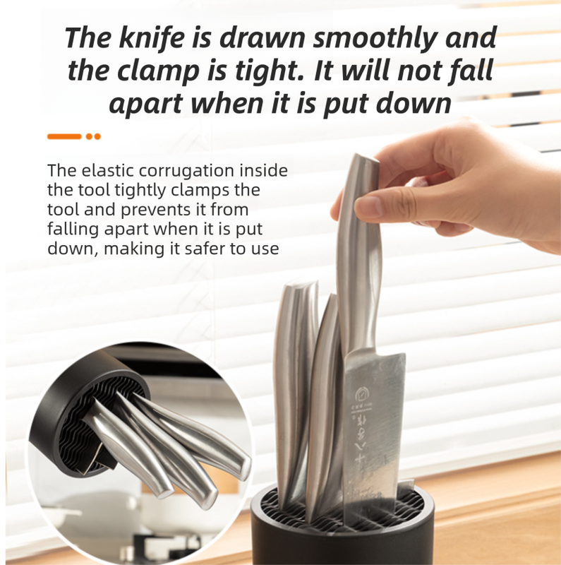 2-Pack Matte Black Modern Multi-Slot Knife Block with Secure Wave Insert & view 2