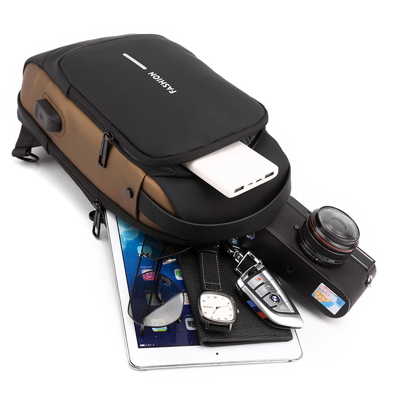 Black High Capacity Anti-Theft Tactical Chest Bag - Waterproof Leather-Film view 2