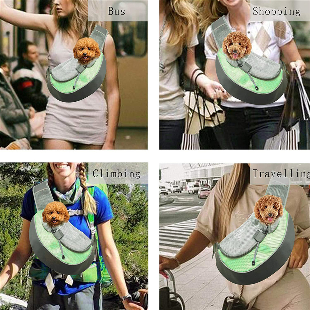 Green Hands-Free Pet Chest Carrier - Breathable Mesh Crossbody Bag for Dogs & view 4