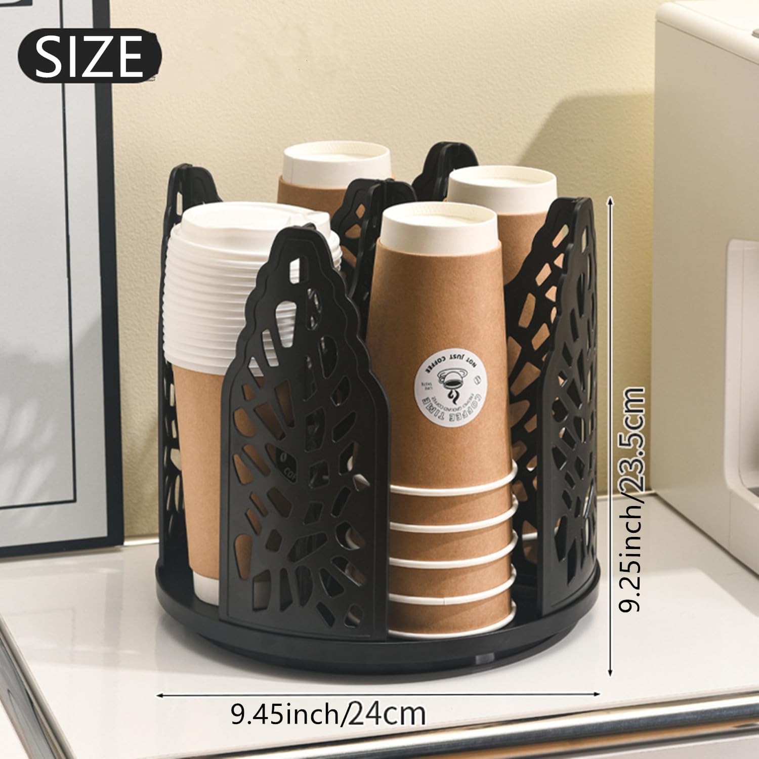 Black 360°Rotating Multi-Scenario Countertop Storage Rack - Large Capacity 4 view 2