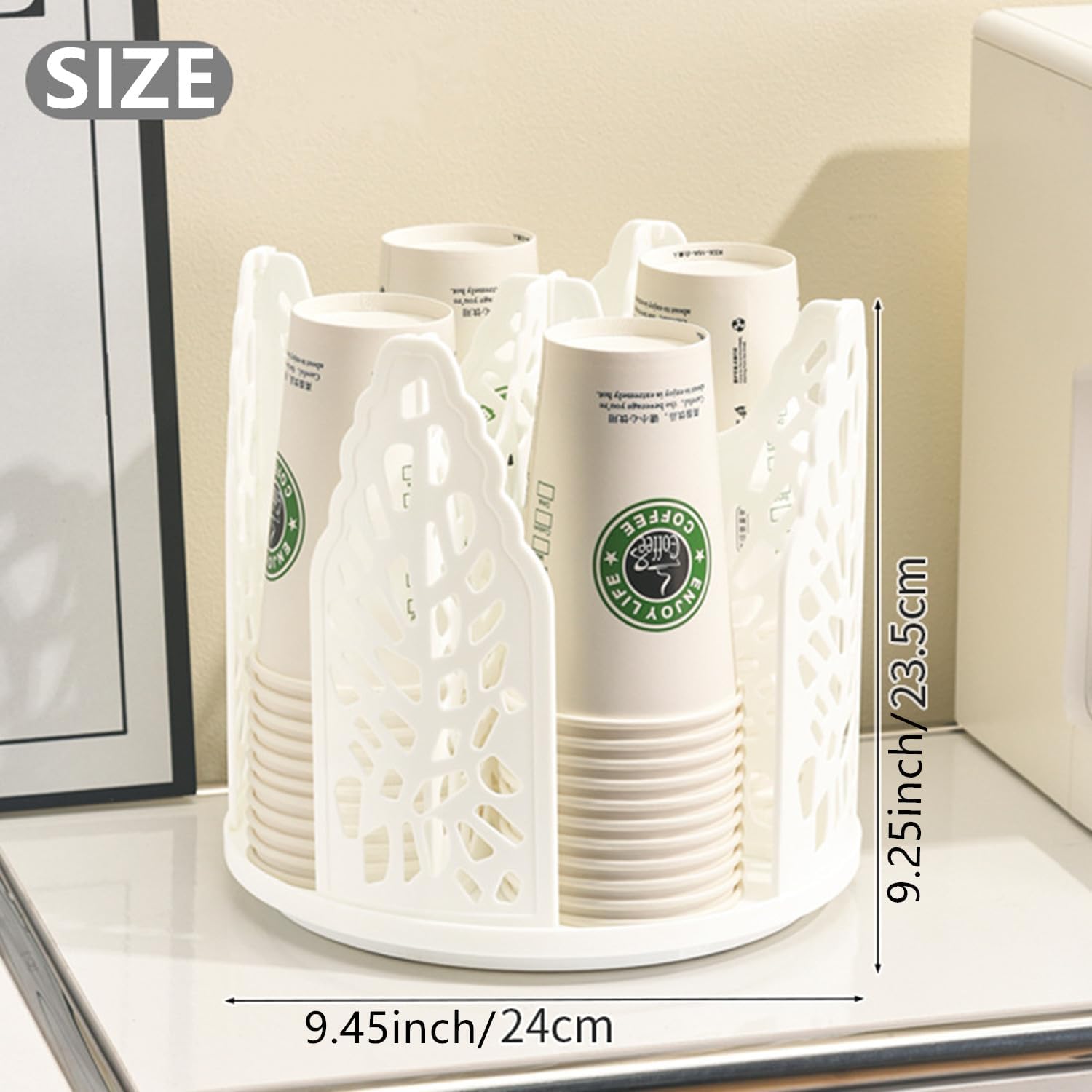 White 360°Rotating Multi-Scenario Countertop Storage Rack - Large Capacity 4 view 3