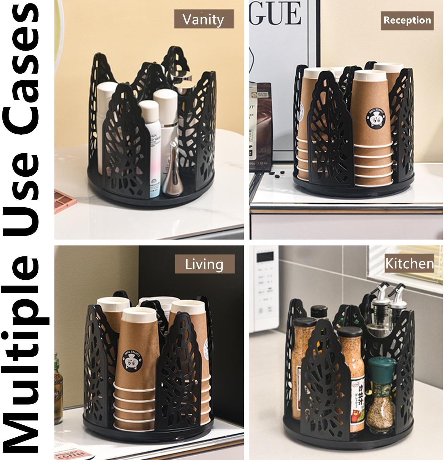 White 360°Rotating Multi-Scenario Countertop Storage Rack - Large Capacity 4 view 4