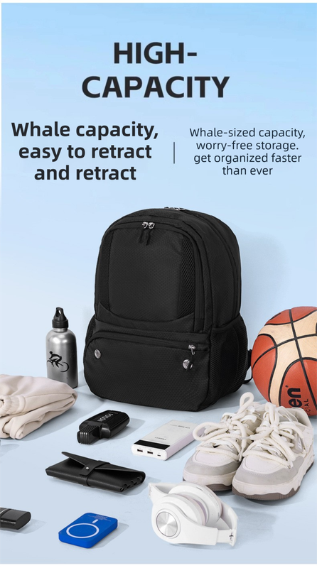 24L High-Capacity Orange Basketball Backpack with Shoe Compartment & Dedicated view 2