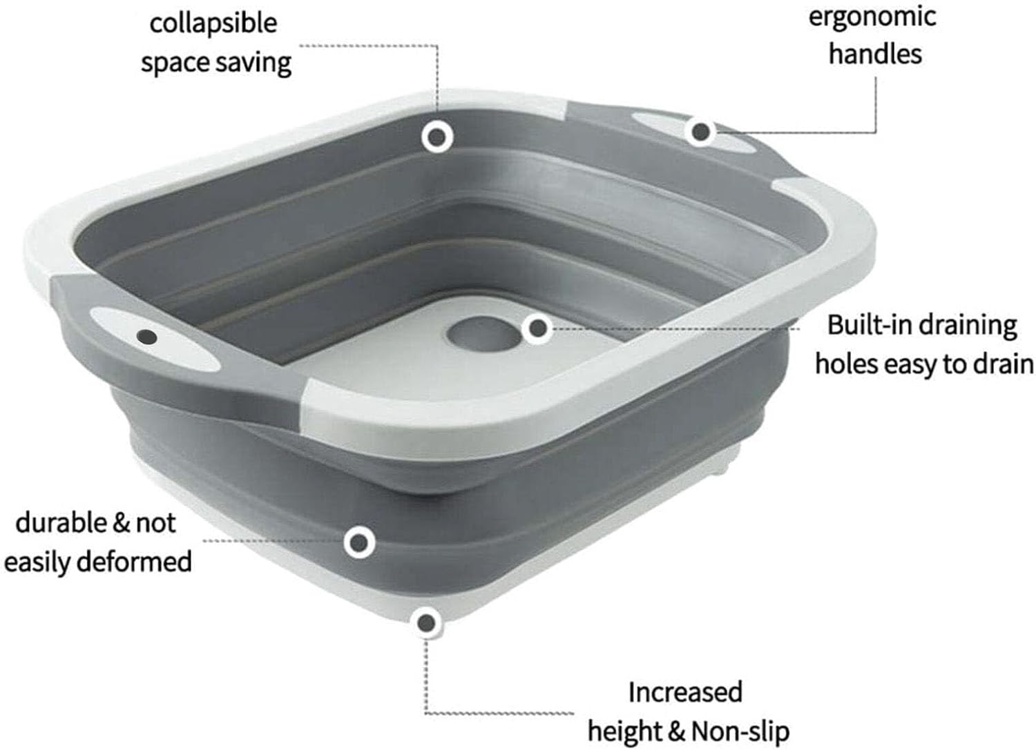3-in-1 Green Collapsible Cutting Board & Drain Basin & Storage Tub - Portable view 3