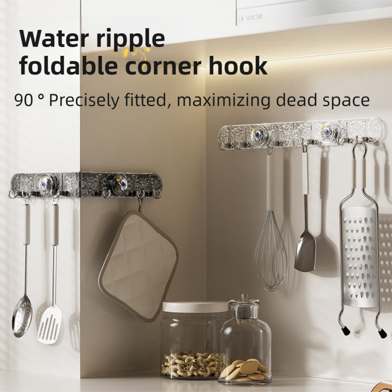 2-Pack 180°Foldable Hidden Hook Rail with Reusable Suction Cup - Waterproof view 2