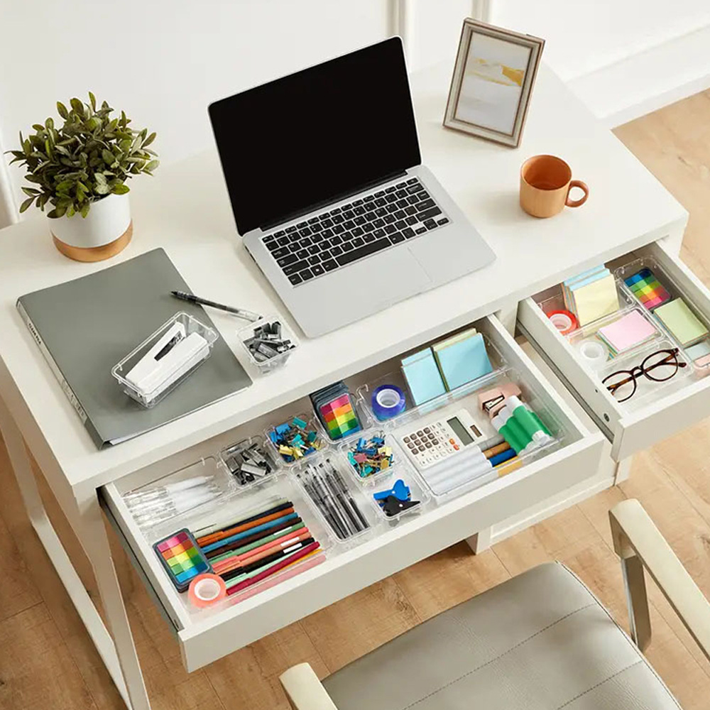 25PCS Transparent Stackable Organizer Set - 4-Size Versatile Desktop & Drawer view 3