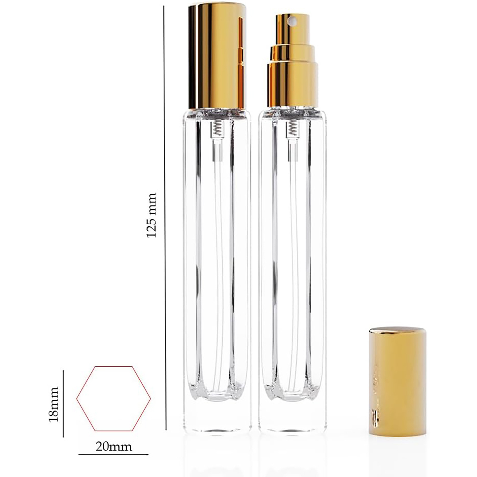 15-Piece/3-Set Black Premium Glass Travel Perfume Atomizer Set - 10ml Portable view 2