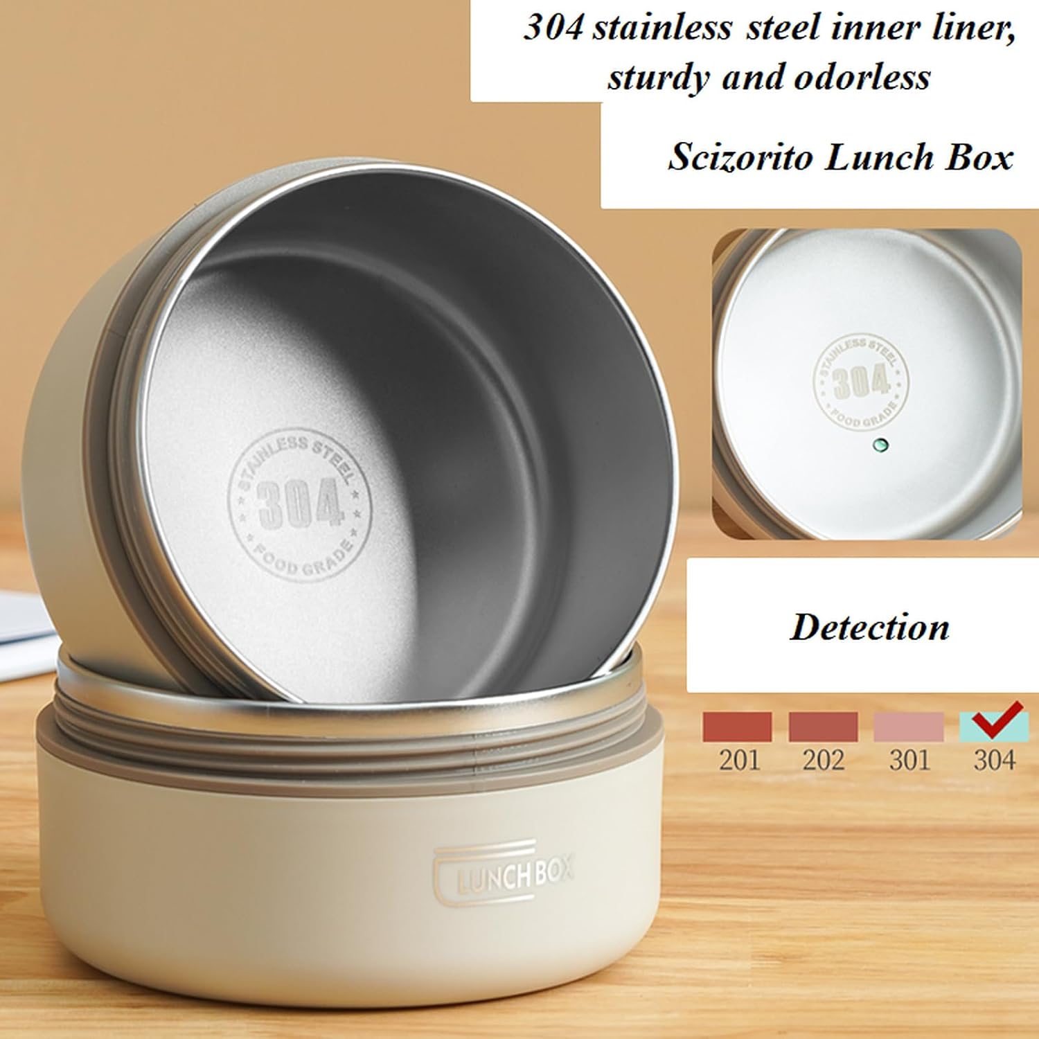 4-Pack Blue 304 Stainless Steel Microwave-Safe Lunch Box Set - Stackable view 2