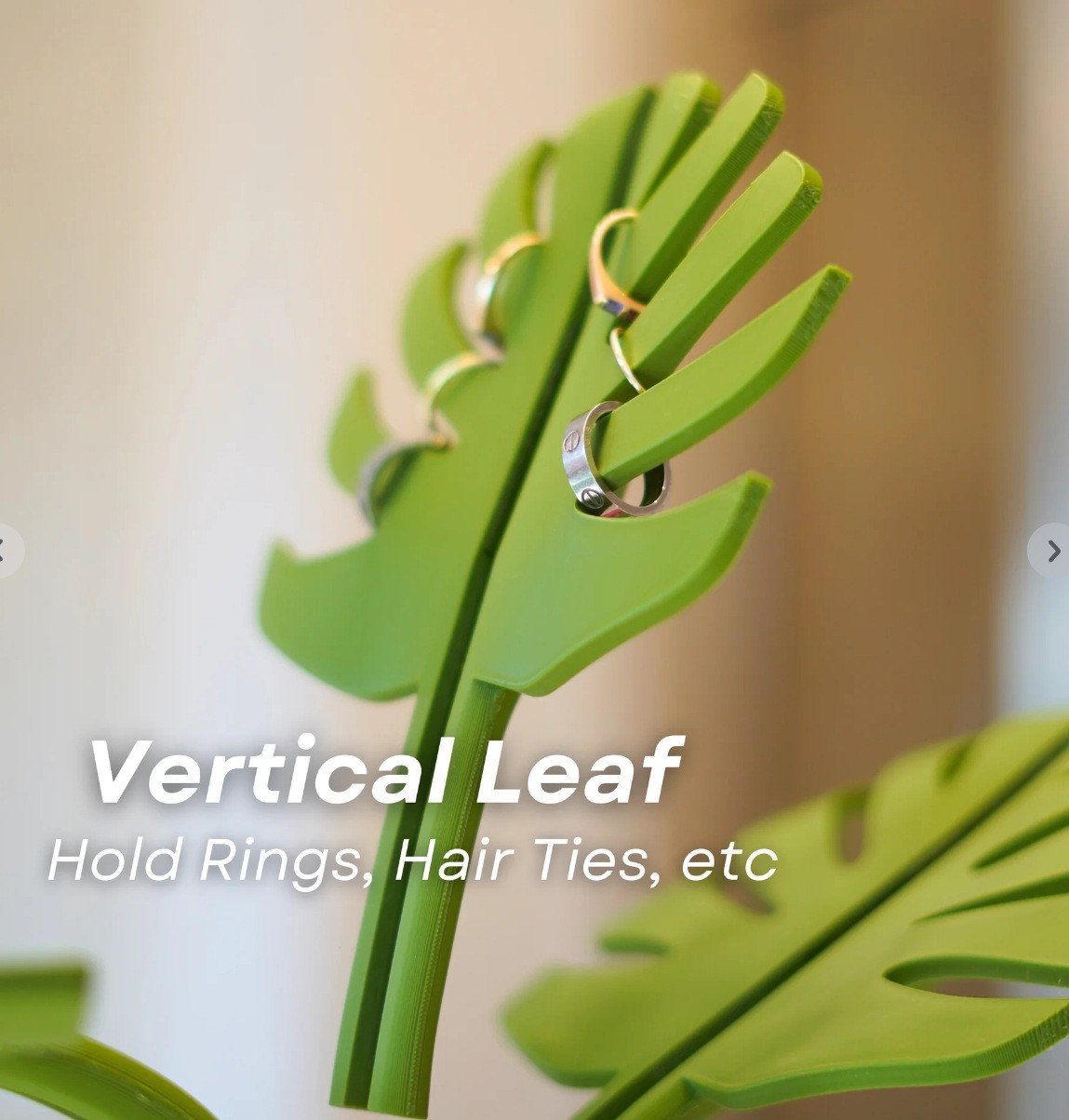 2 Set Mirror-Mount Half-Leaf Monstera Bathroom Organizer (Vase + 3 Leaves) view 2