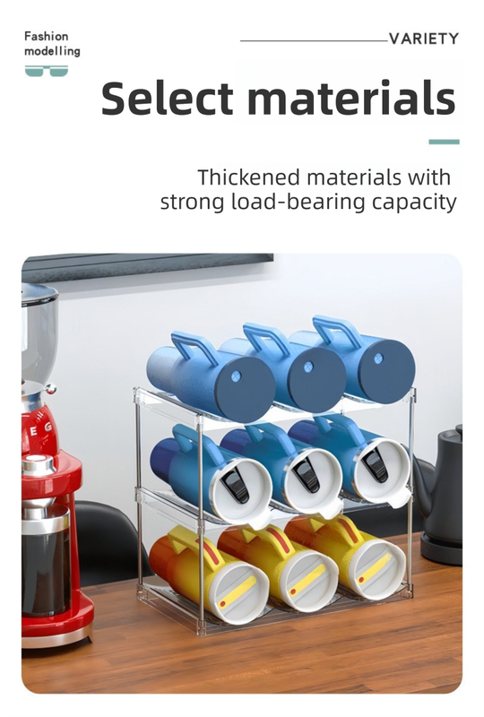 2-Tier Stackable Transparent Cup & Wine Organizer - Detachable Tumbler & view 5