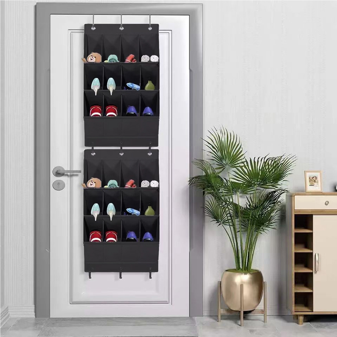 12-Pockets Black Collapsible Over-the-Door Hanging Storage Bag - Space-Saving view 5