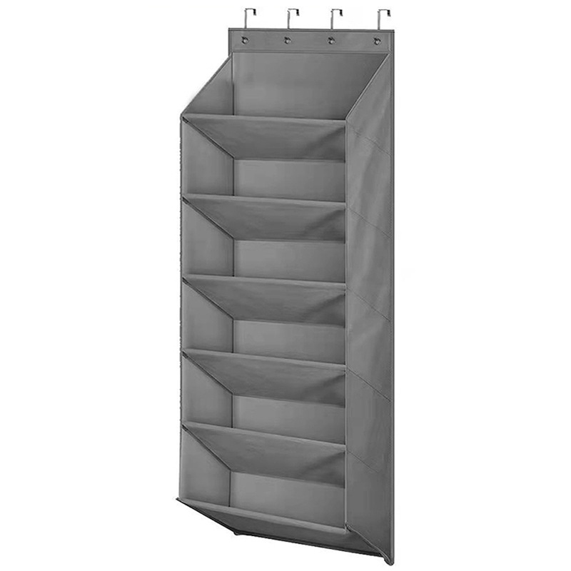 6-Tier Grey Collapsible Over-the-Door Hanging Storage Bag - Space-Saving Shoes — image 1