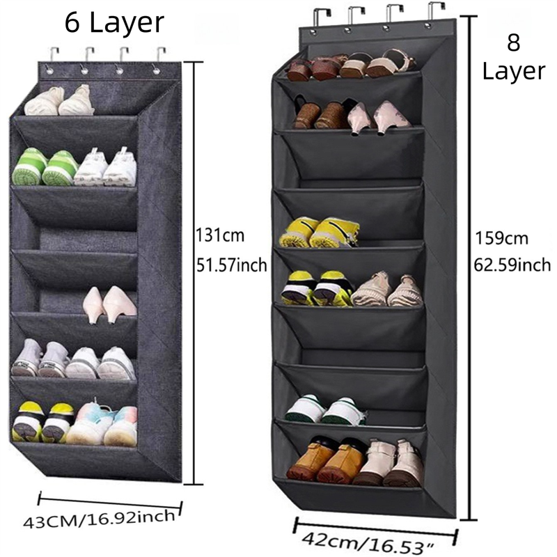 6-Tier Black Collapsible Over-the-Door Hanging Storage Bag - Space-Saving view 2