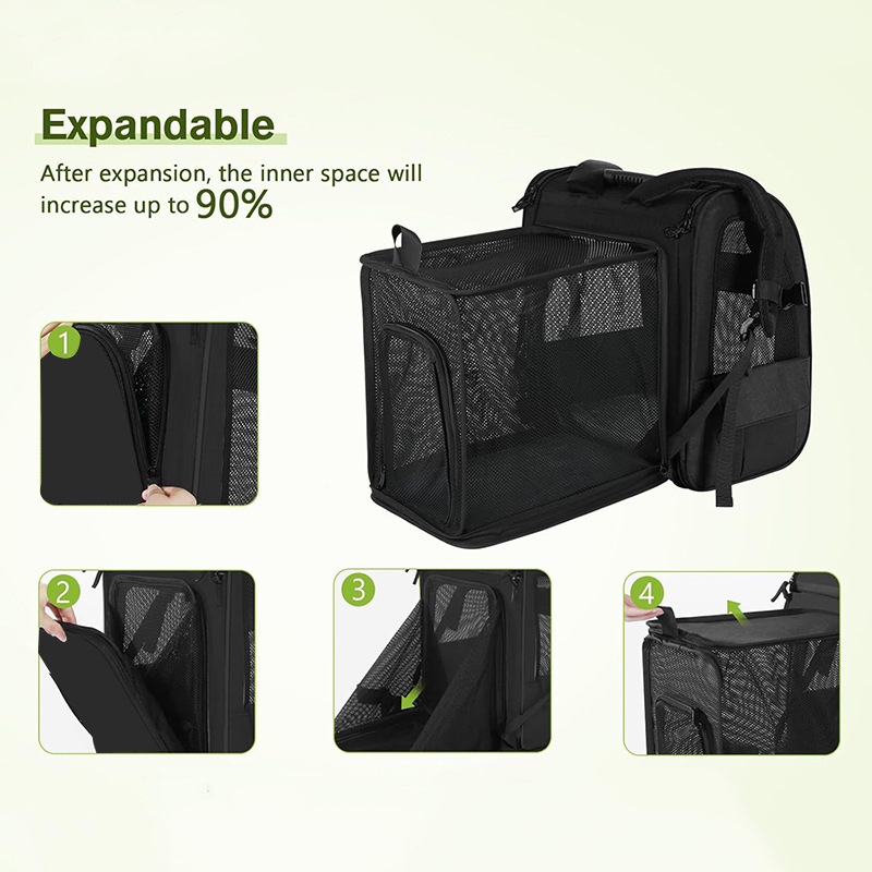 Khaki Large Expandable Cat Travel Backpack - Breathable & Collapsible Pet view 2