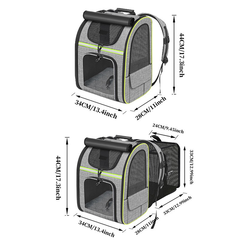 Khaki Large Expandable Cat Travel Backpack - Breathable & Collapsible Pet view 4