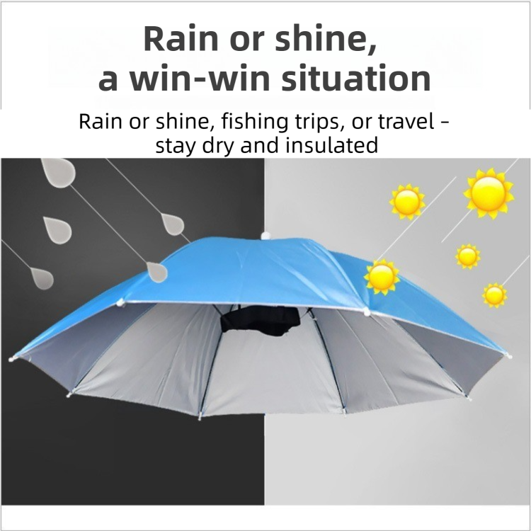 Grey Foldable Sun & Rain Umbrella Hat (Diameter 69CM) - 99% UV Potective and view 2