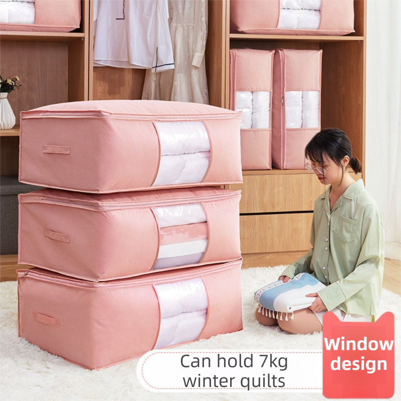 2-Pack Pink Extra Large Quilt & Clothes Storage Bag (63X43X22CM) - Breathable view 5