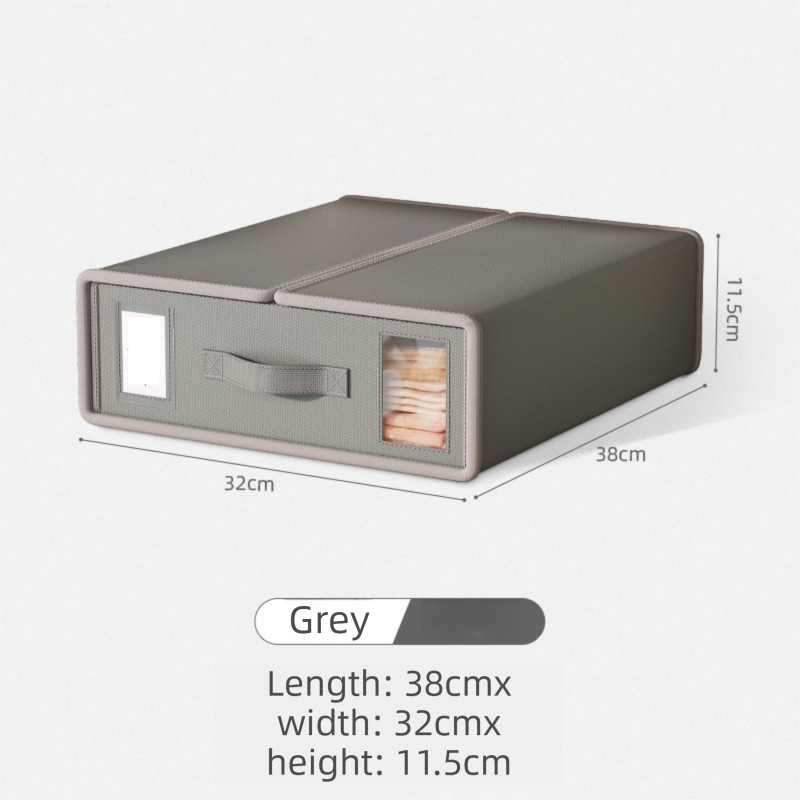 2-Pack Grey Foldable Bedding Storage Box with Zipper & Handle - Wardrobe — image 1