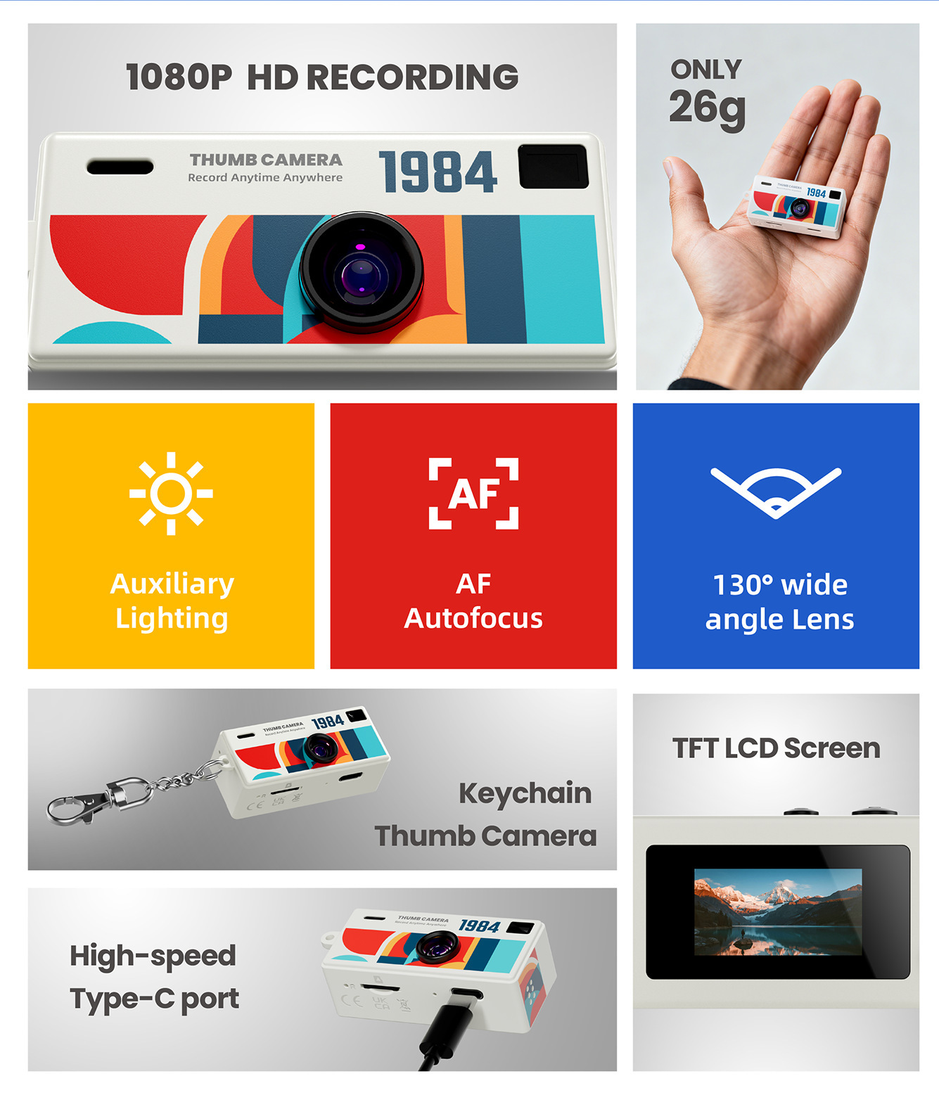 G6 Yellow Ultra-Mini Thumb Camera with 32GB Card view 2