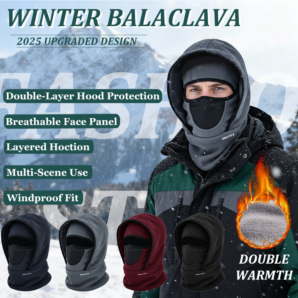 Dark Blue Windproof Thermal Balaclava Hood - Full Face Mask & Polar Fleece view 3