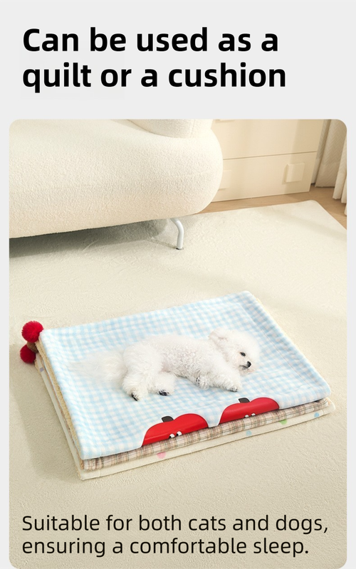 Plaid Puppy Premium Soft Fleece Dog Bed Quilt & Pillow Set (M Size 70 x 50 CM) view 4