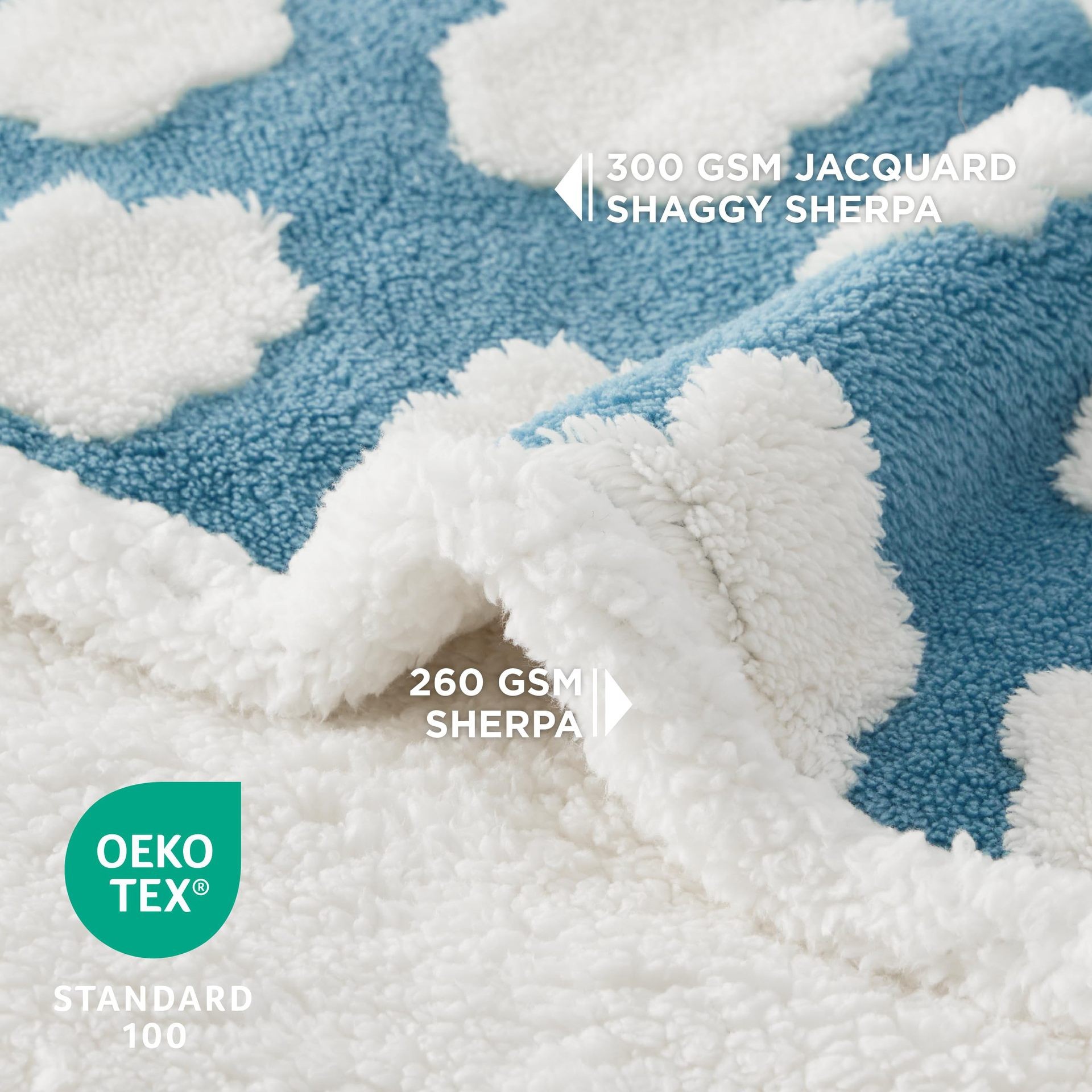 100 x 130 CM Waterproof Soft Sherpa Fleece Pet Blanket (Blue Sky & Clouds) view 3