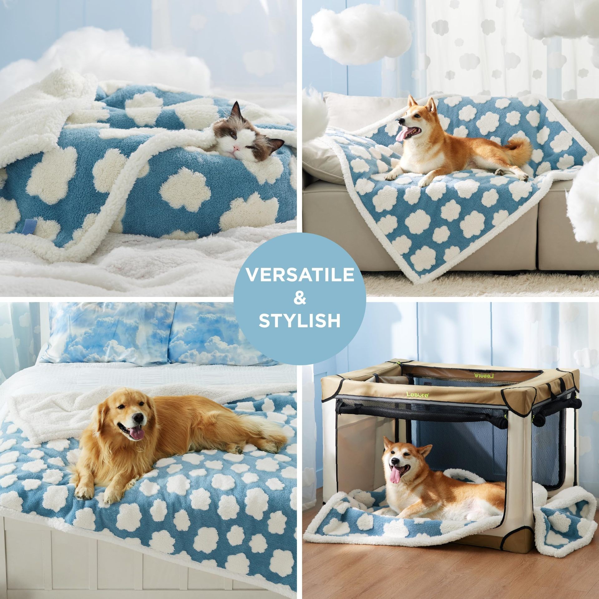 65 x 90 CM Waterproof Soft Sherpa Fleece Pet Blanket (Purple Gingham) view 3